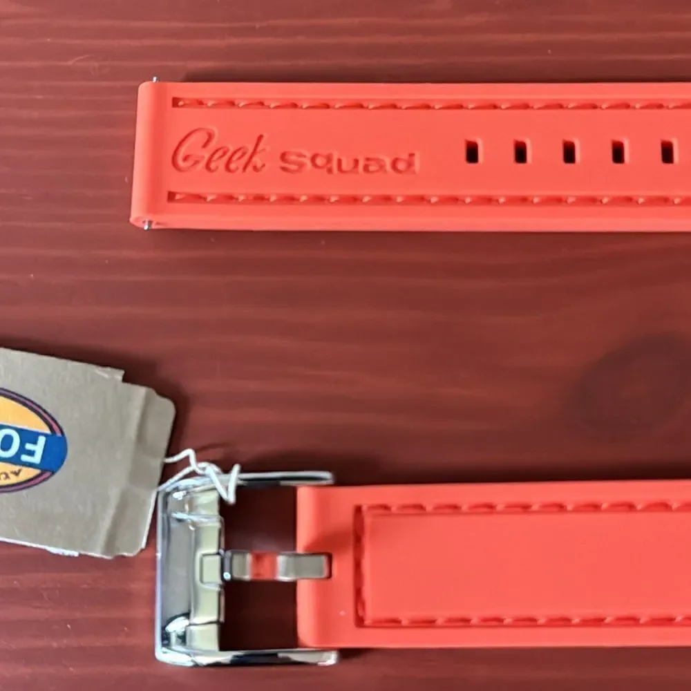 NWT Fossil Orange Watch Strap Belt Silicone Silver Buckle